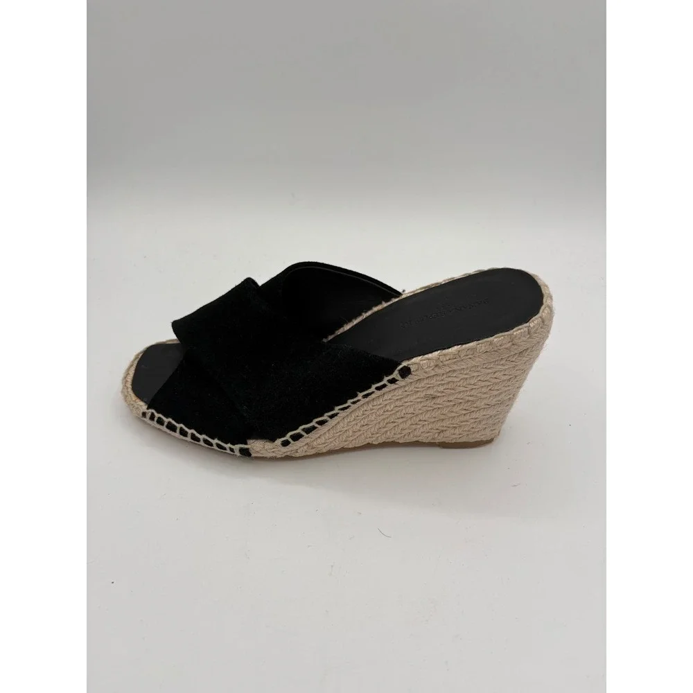 Banana Republic Black Suede Espadrille Wedge Sandals Crisscross Mules 7.5 575106